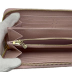 Louis Vuitton Zippy Wallet Damier Azur Rose Ballerine Long Canvas Ivory — view 7