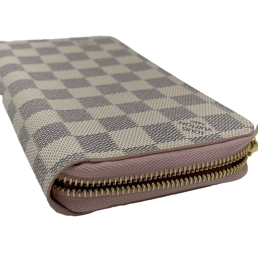 Louis Vuitton Zippy Wallet Damier Azur Rose Ballerine Long Canvas Ivory — view 6