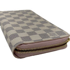 Louis Vuitton Zippy Wallet Damier Azur Rose Ballerine Long Canvas Ivory — view 6