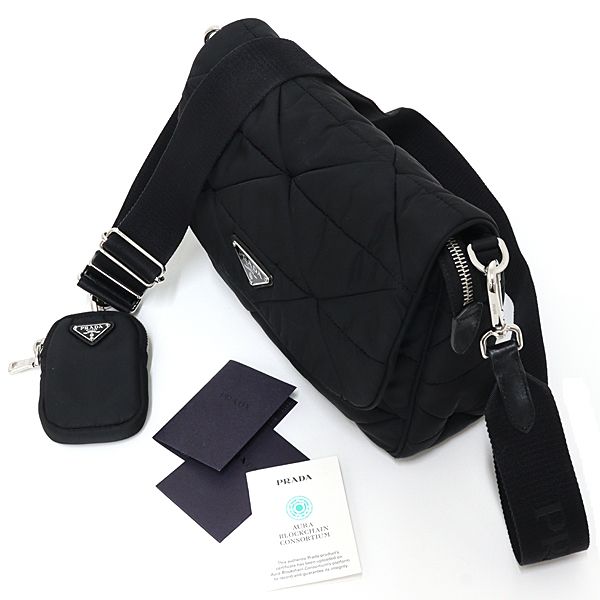 Prada Padded Re-Nylon Shoulder Bag Mini Pouch Black Rank — view 3