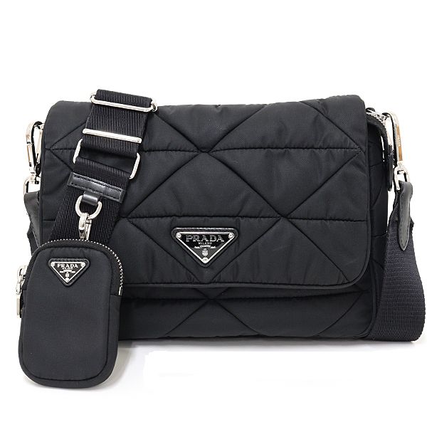 Prada Padded Re-Nylon Shoulder Bag Mini Pouch Black Rank