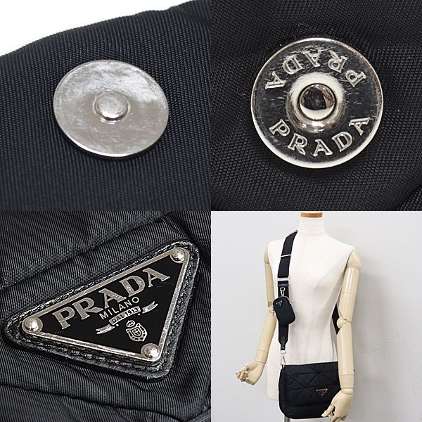 Prada Padded Re-Nylon Shoulder Bag Mini Pouch Black Rank — view 6