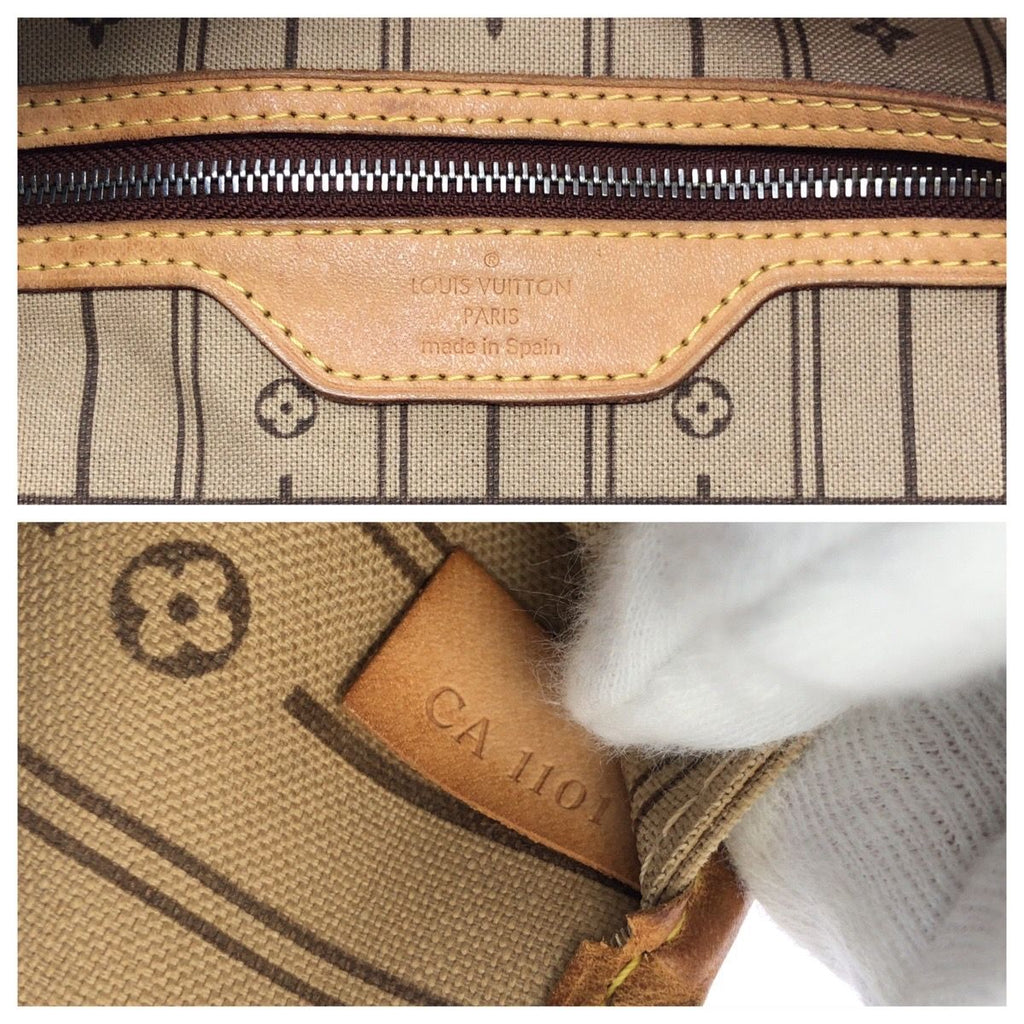 Louis Vuitton Monogram Neverfull MM Brown Gold Leather Tote Bag — view 4