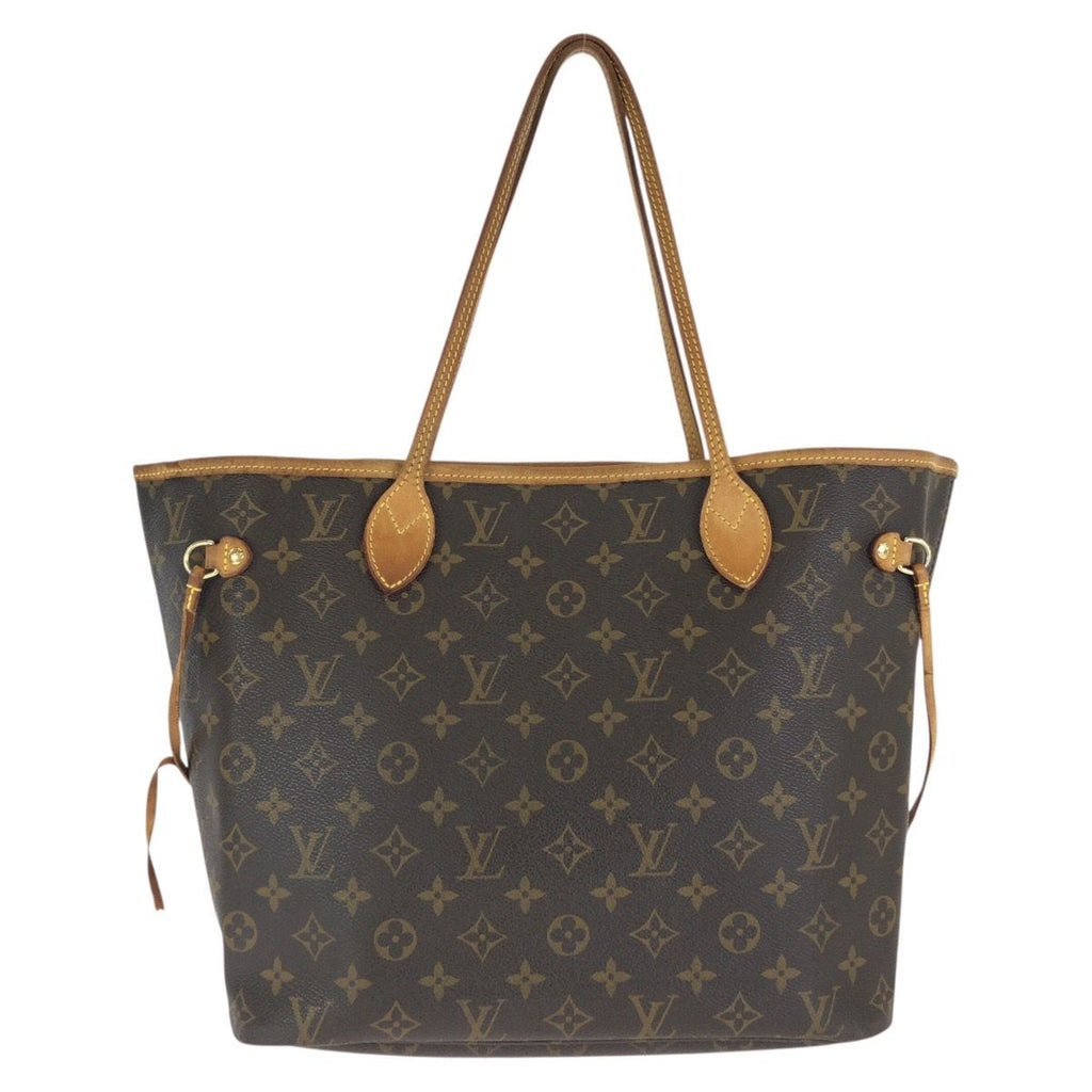 Louis Vuitton Monogram Neverfull MM Brown Gold Leather Tote Bag