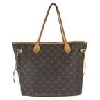 Louis Vuitton Monogram Neverfull MM Brown Gold Leather Tote Bag