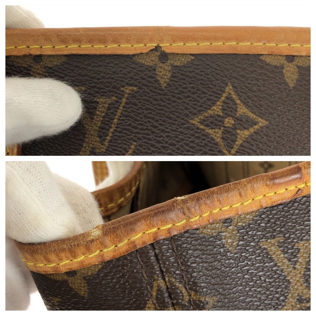Louis Vuitton Monogram Neverfull MM Brown Gold Leather Tote Bag — view 5