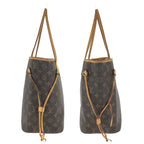 Louis Vuitton Monogram Neverfull MM Brown Gold Leather Tote Bag — view 8