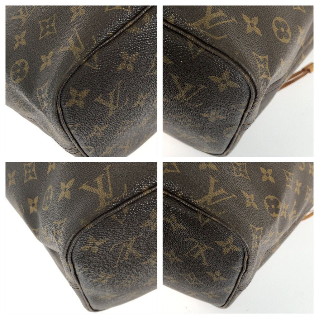 Louis Vuitton Monogram Neverfull MM Brown Gold Leather Tote Bag — view 3