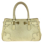 Bottega Veneta Vintage Intrecciato Light Beige Gold Leather Tote Bag