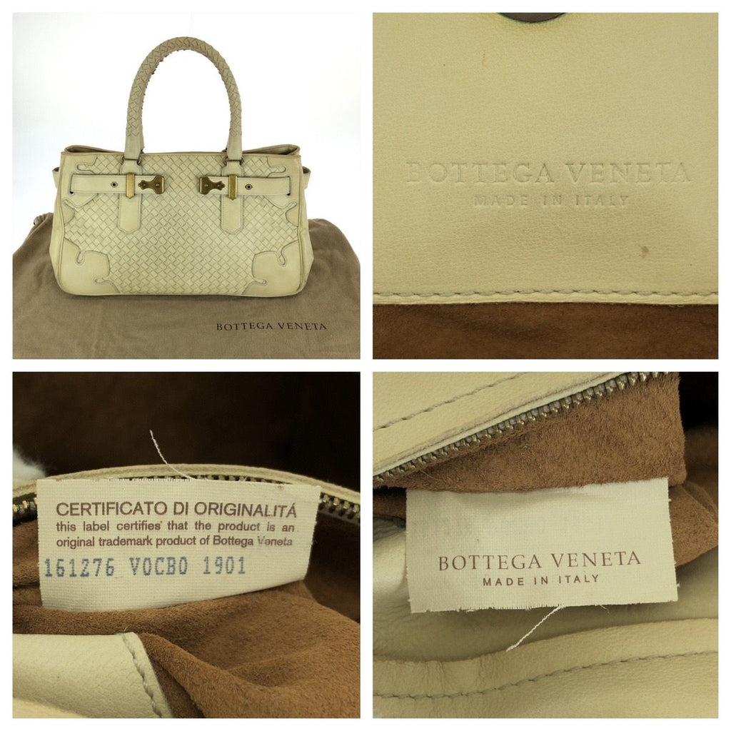 Bottega Veneta Vintage Intrecciato Light Beige Gold Leather Tote Bag — view 7