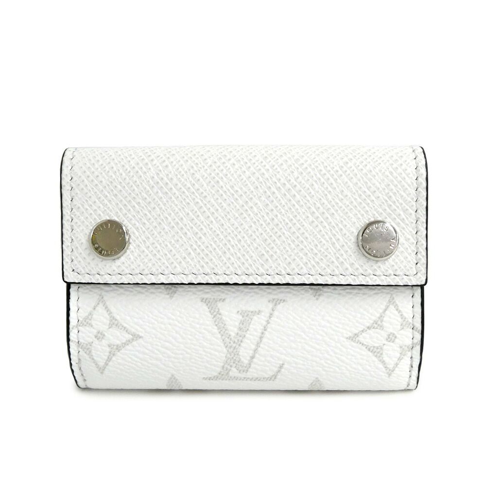 Louis Vuitton Discovery Compact Wallet Taigarama Monogram Antarctica Silver