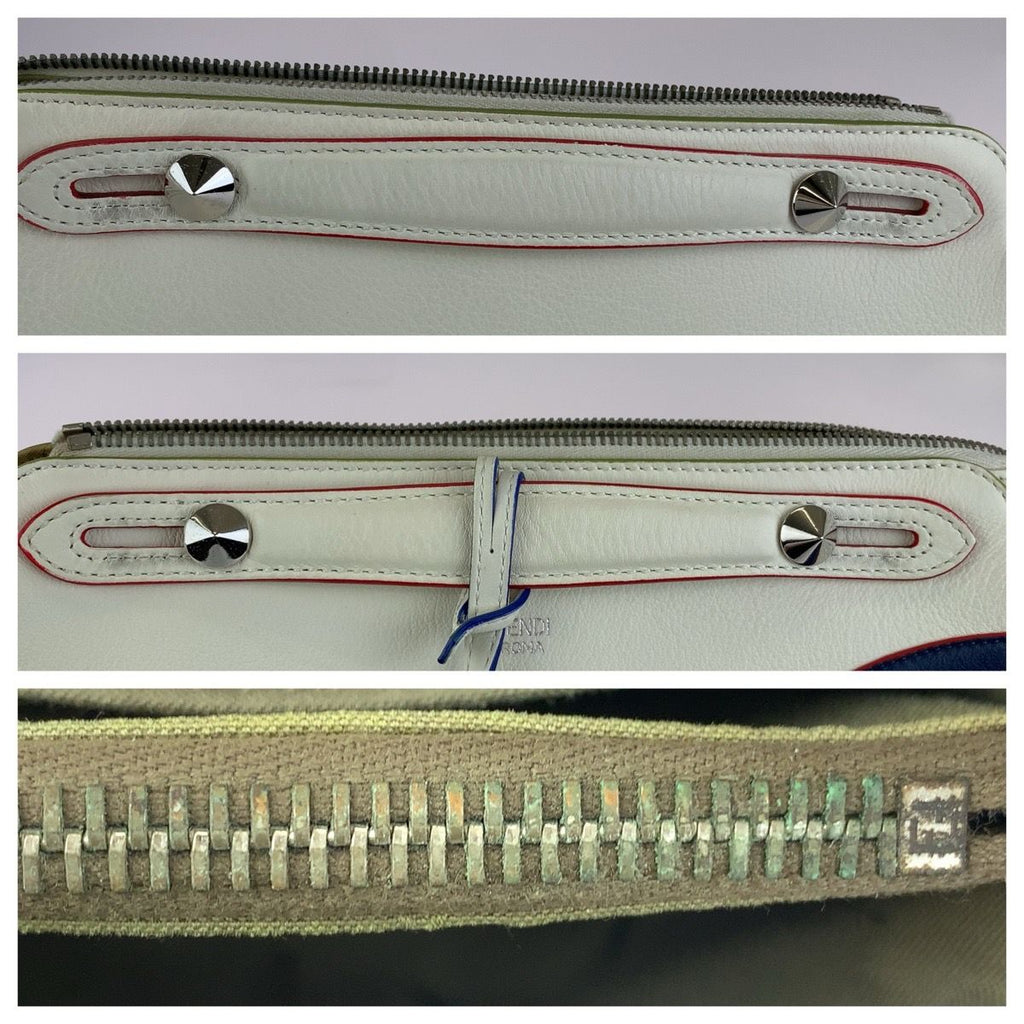 Fendi by the Way White Blue Red Silver Leather Shoulder Bag 2-Way — view 5