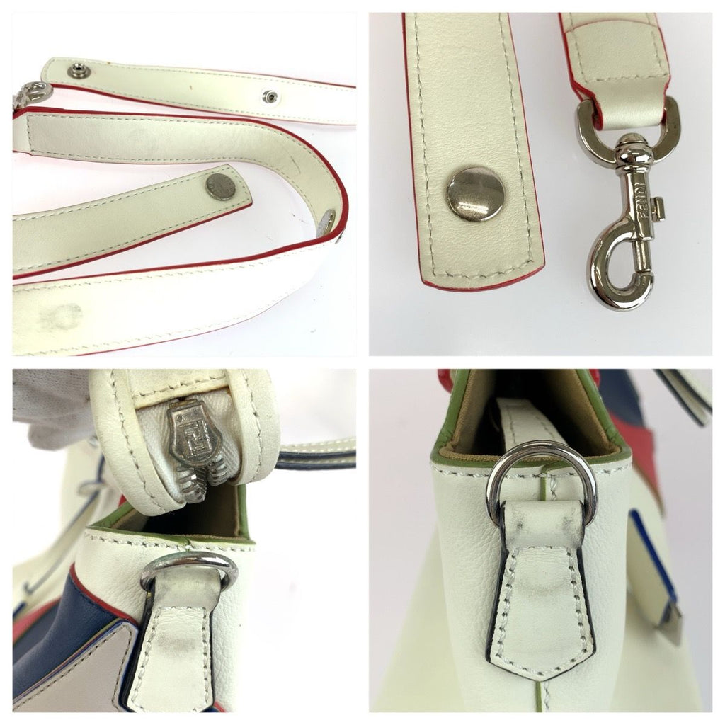 Fendi by the Way White Blue Red Silver Leather Shoulder Bag 2-Way — view 6
