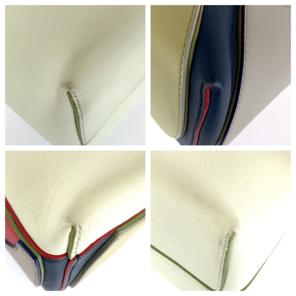 Fendi by the Way White Blue Red Silver Leather Shoulder Bag 2-Way — view 3