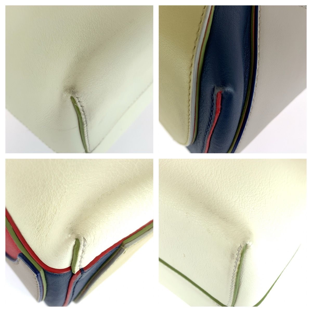 Fendi by the Way White Blue Red Silver Leather Shoulder Bag 2-Way — view 3