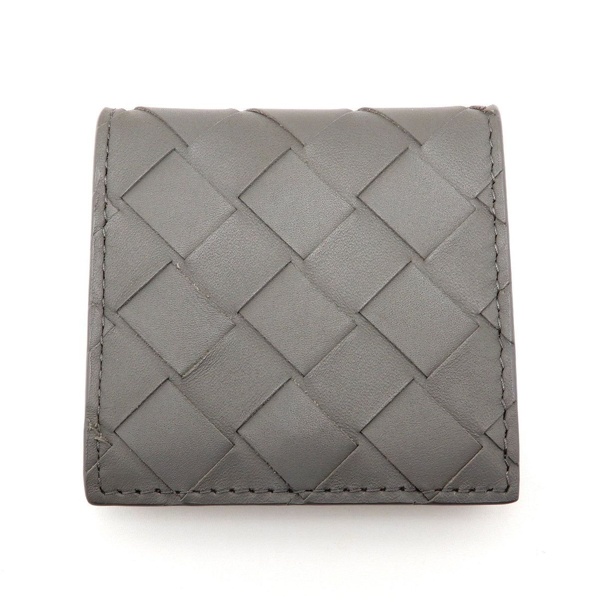 Bottega Veneta Intrecciato Coin Purse Leather Gray
