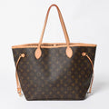 Louis Vuitton Neverfull MM Tote Bag Monogram Brown Gold