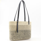 Loewe Square Basket Small Anagram Raffia Wool Beige Black Tote Bag — view 3