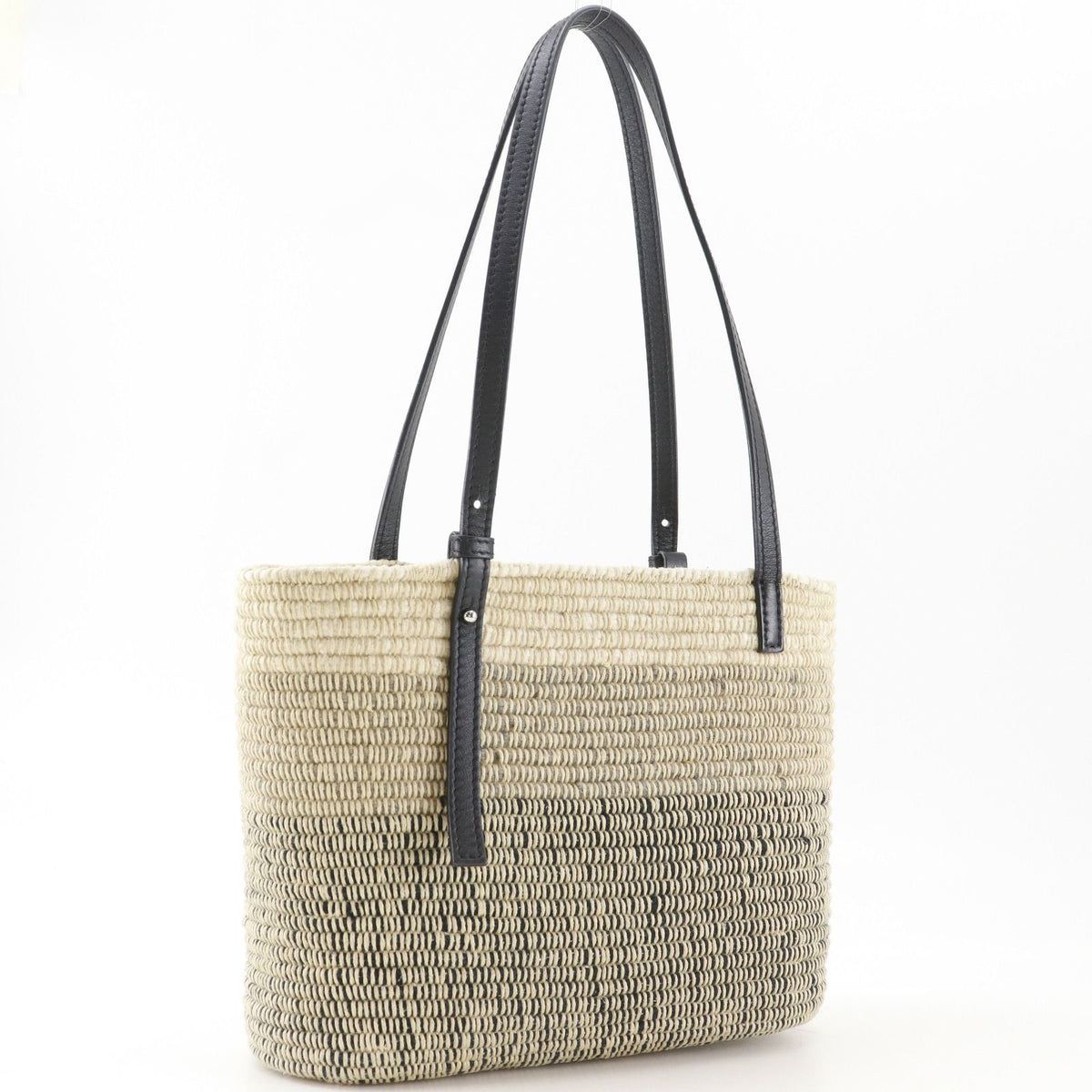 Loewe Square Basket Small Anagram Raffia Wool Beige Black Tote Bag — view 3