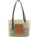 Loewe Square Basket Small Anagram Raffia Wool Beige Black Tote Bag
