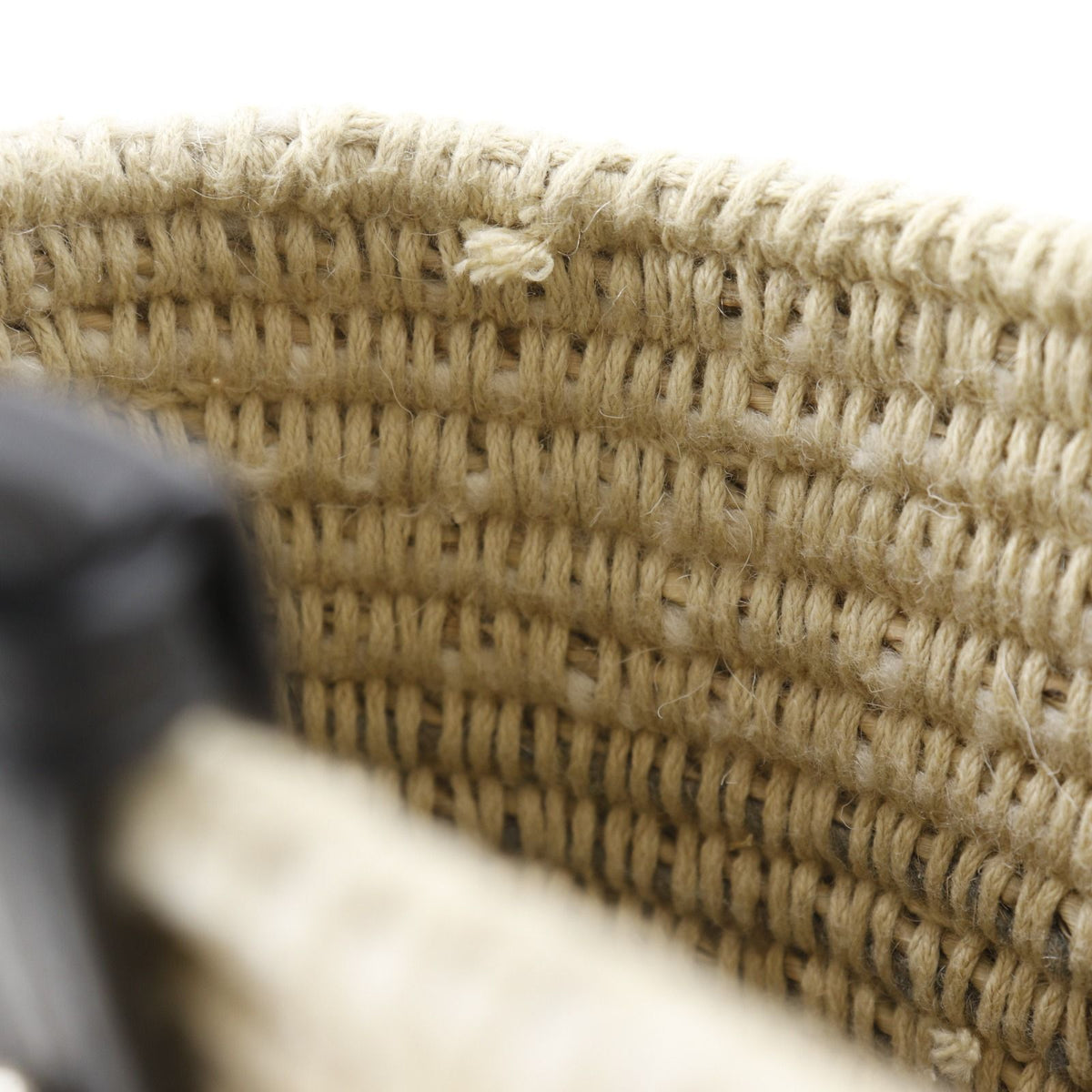 Loewe Square Basket Small Anagram Raffia Wool Beige Black Tote Bag — view 7