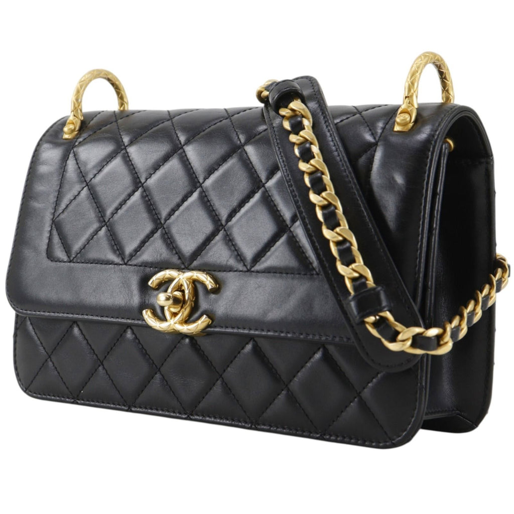 Chanel Quilted Chain Shoulder Lambskin Black Bag — view 2