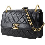 Chanel Quilted Chain Shoulder Lambskin Black Bag — view 2
