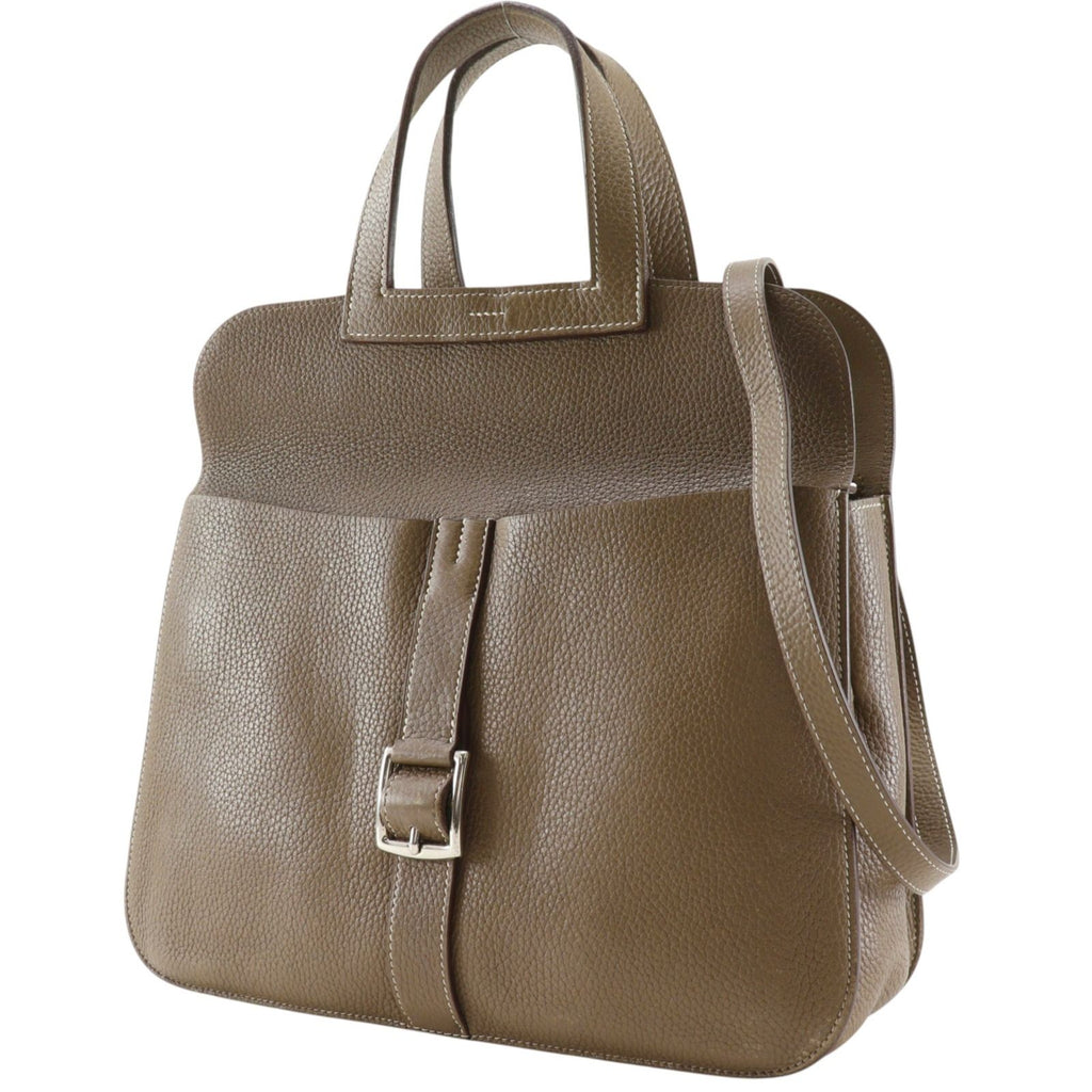 Hermes Halzan 31 3way Shoulder Clutch Taurillon Clemence Etoupe Brown — view 2