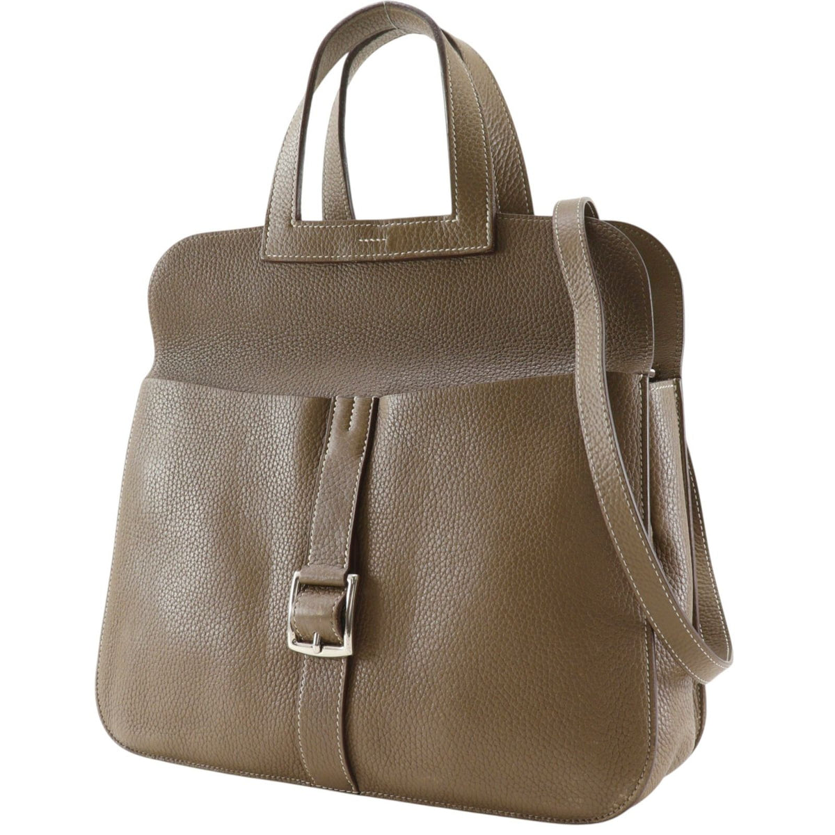 Hermes Halzan 31 3way Shoulder Clutch Taurillon Clemence Etoupe Brown — view 2
