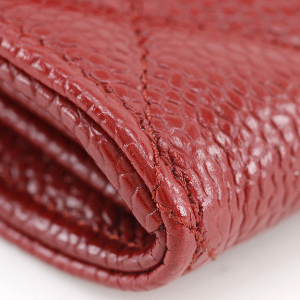 Chanel Quilted CC Logo Caviar Leather Red Wallet — view 4