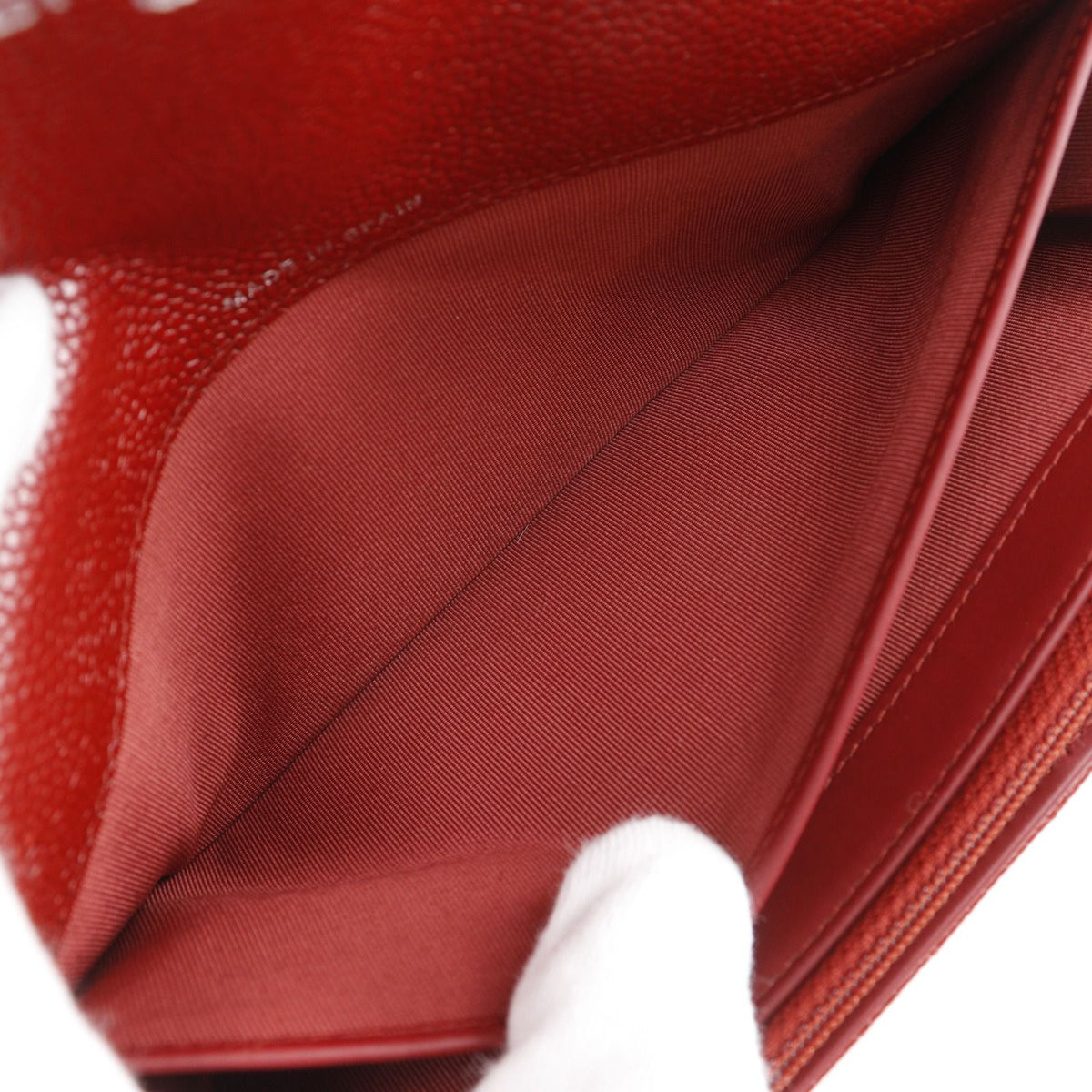 Chanel Quilted CC Logo Caviar Leather Red Wallet — view 6