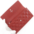 Chanel Quilted CC Logo Caviar Leather Red Wallet — view 5