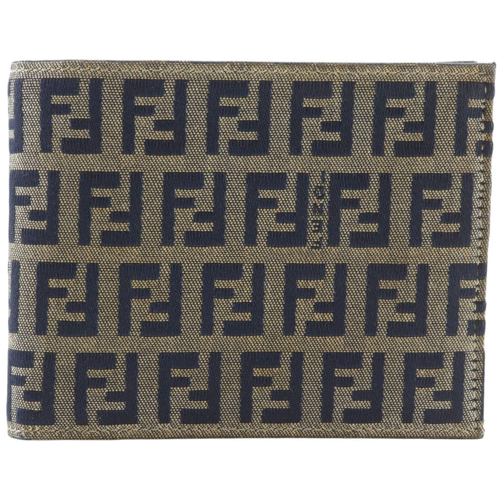 Fendi Zucchino Canvas Navy Bifold Wallet