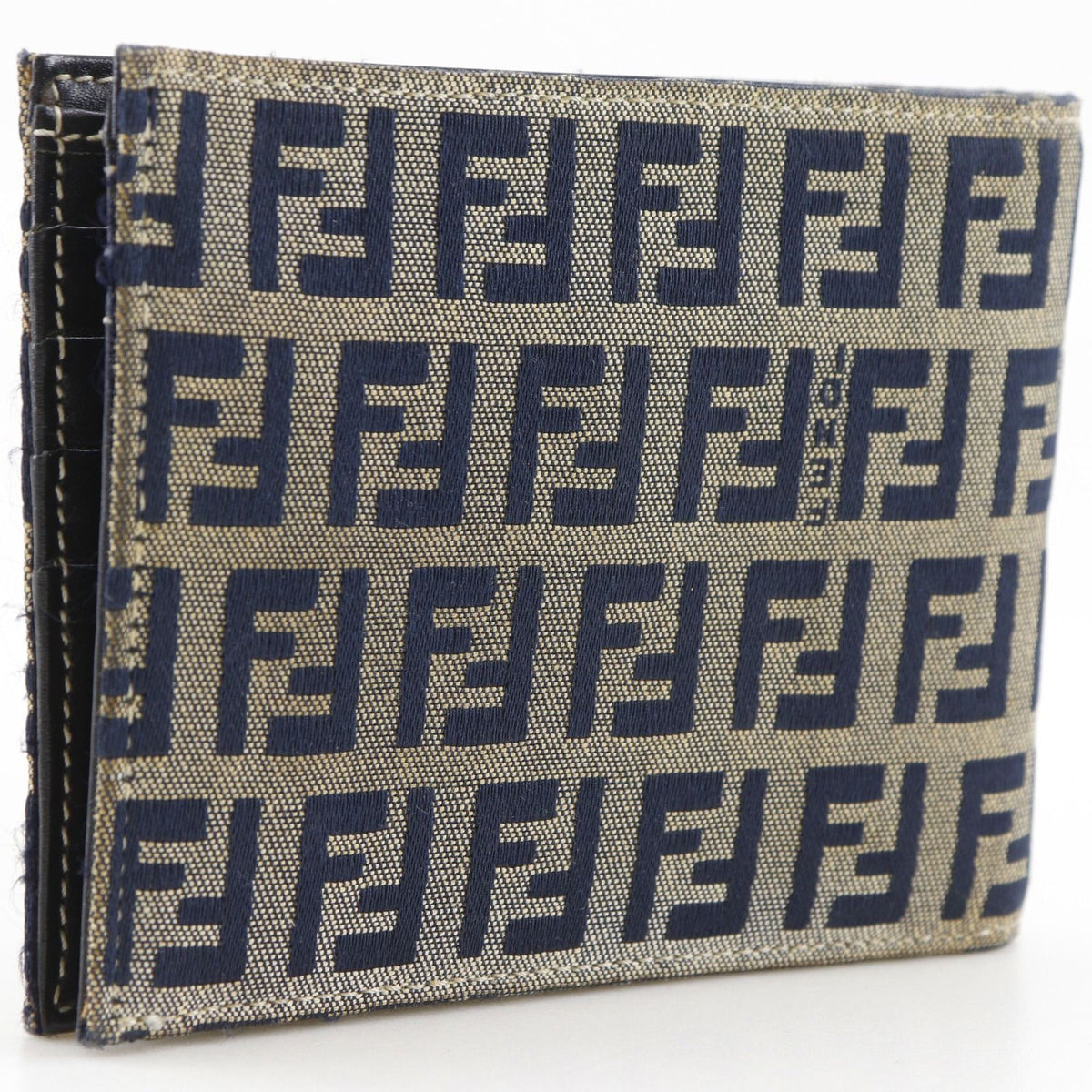 Fendi Zucchino Canvas Navy Bifold Wallet — view 3