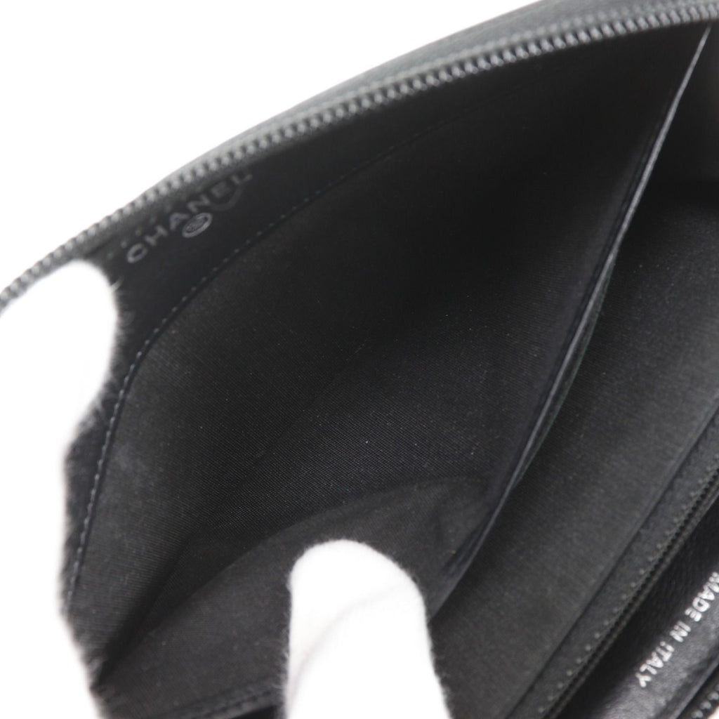 Chanel CC Logo Caviar Leather Black Wallet — view 5