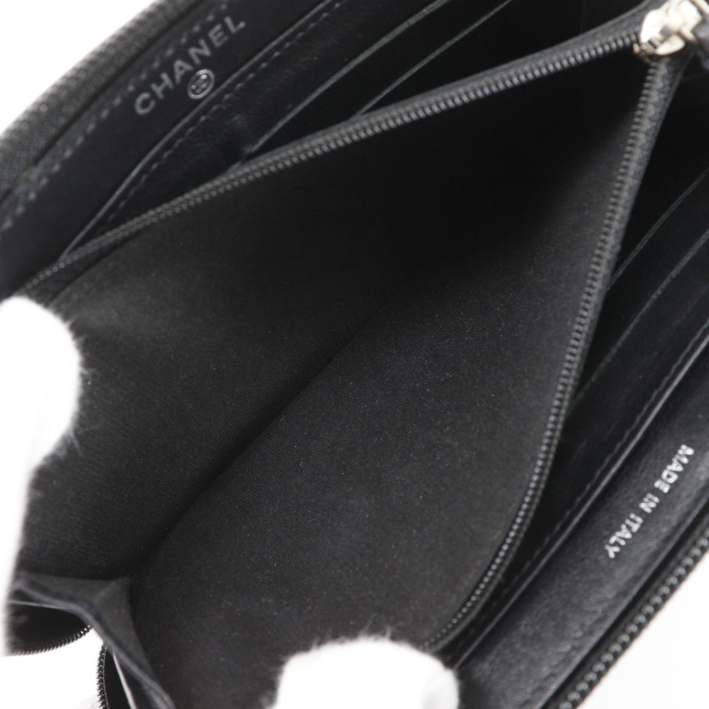 Chanel CC Logo Caviar Leather Black Wallet — view 7