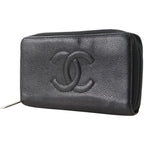 Chanel CC Logo Caviar Leather Black Wallet — view 2