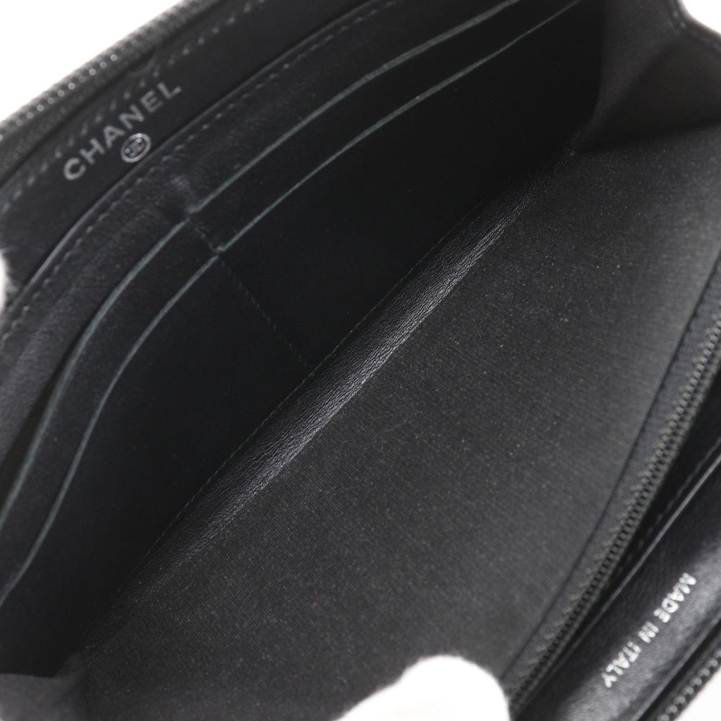 Chanel CC Logo Caviar Leather Black Wallet — view 6