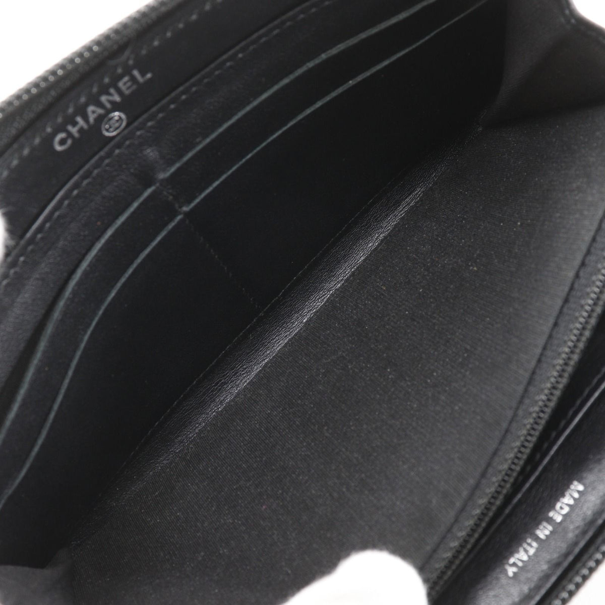 Chanel CC Logo Caviar Leather Black Wallet — view 6