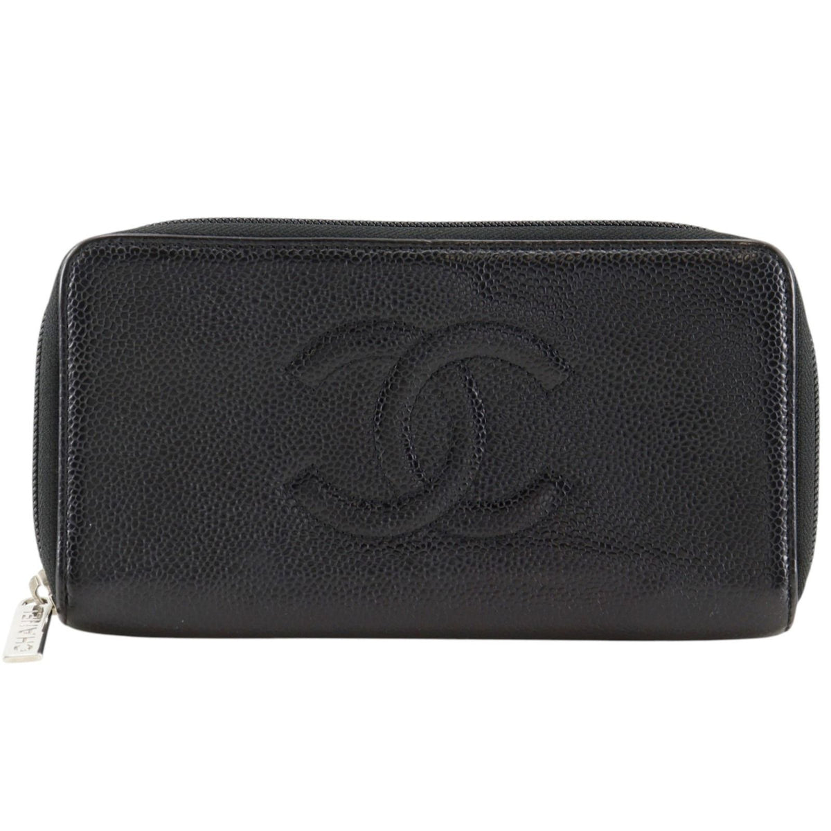 Chanel CC Logo Caviar Leather Black Wallet