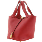 Hermes Picotin Lock 18 PM Taurillon Clemence Vermilion Red Gold Handbag — view 2