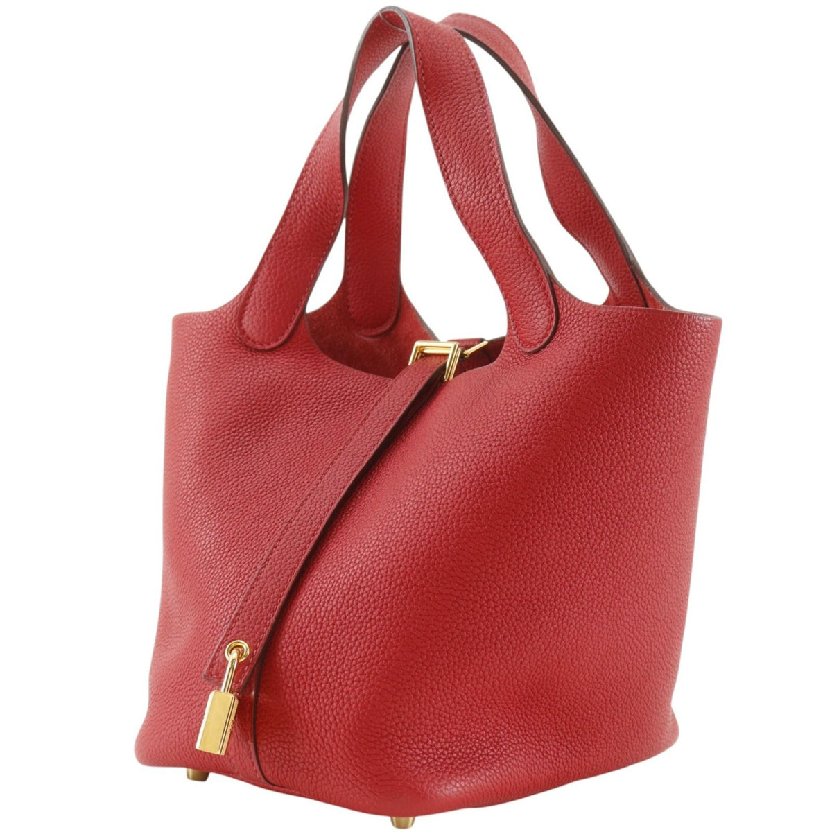 Hermes Picotin Lock 18 PM Taurillon Clemence Vermilion Red Gold Handbag — view 2