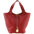 Hermes Picotin Lock 18 PM Taurillon Clemence Vermilion Red Gold Handbag