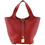 Hermes Picotin Lock 18 PM Taurillon Clemence Vermilion Red Gold Handbag