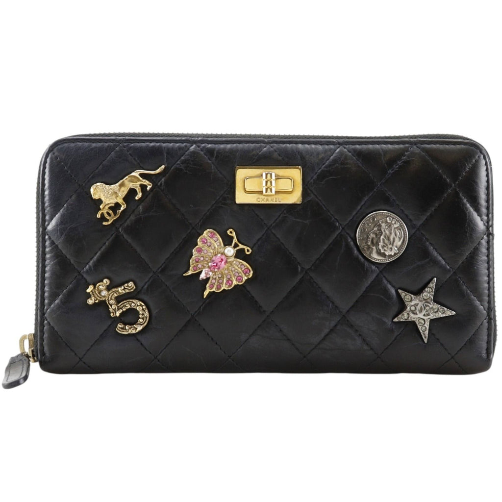 Chanel Quilted la Key Charm 2.55 Leather Black Wallet