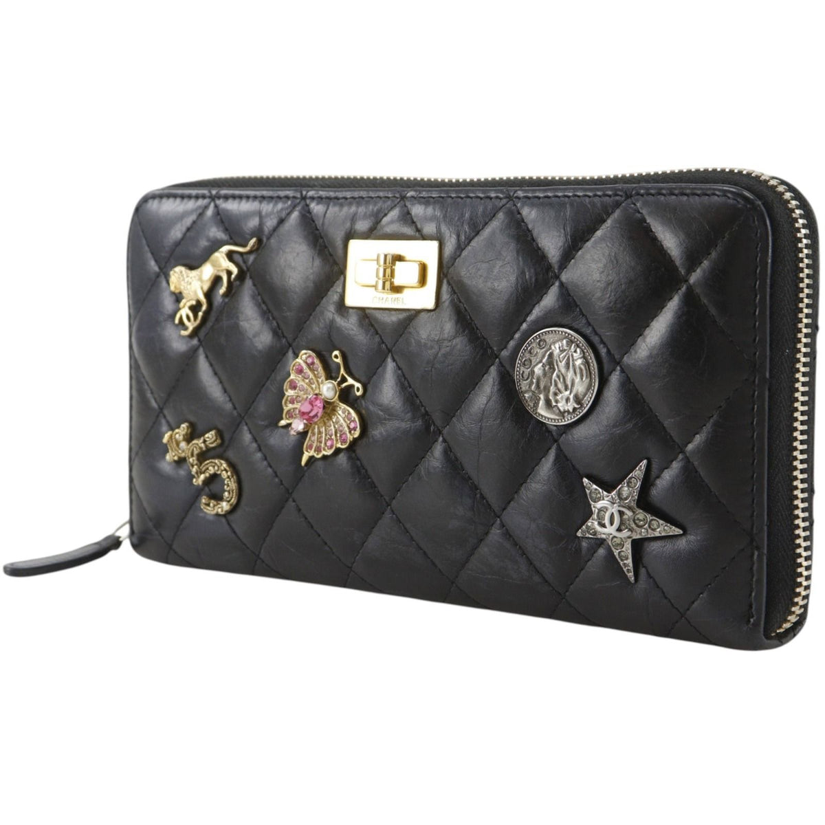 Chanel Quilted la Key Charm 2.55 Leather Black Wallet — view 2