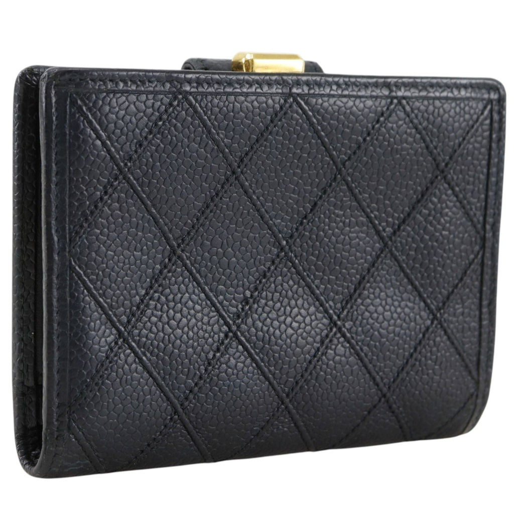 Chanel Bicolor CC Logo Caviar Leather Black Bifold Wallet — view 3