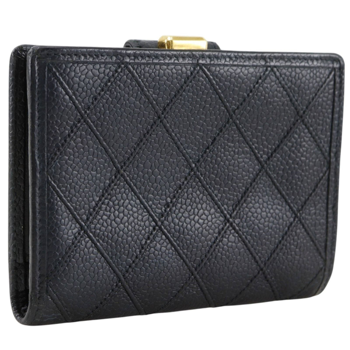 Chanel Bicolor CC Logo Caviar Leather Black Bifold Wallet — view 3
