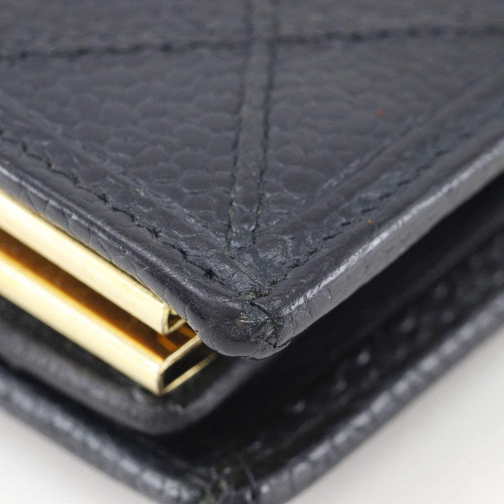 Chanel Bicolor CC Logo Caviar Leather Black Bifold Wallet — view 4