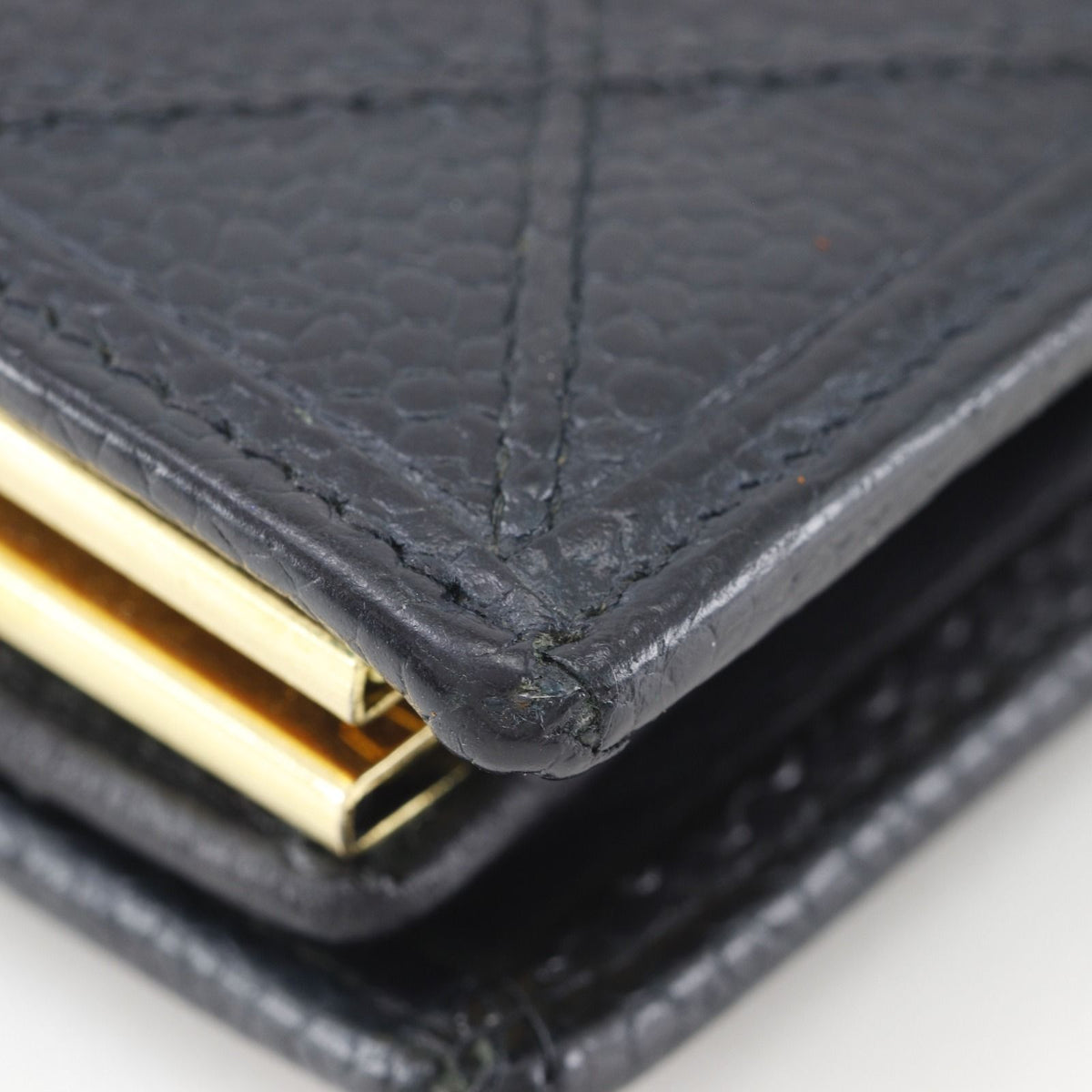 Chanel Bicolor CC Logo Caviar Leather Black Bifold Wallet — view 4